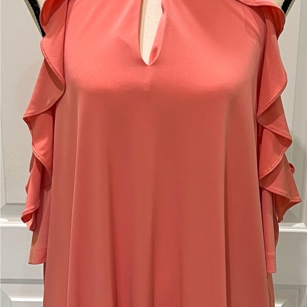 Beautiful Cold Shoulder Coral Top